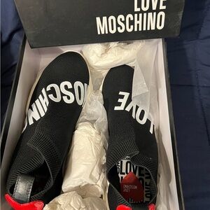 Love Moschino Black and White Slip-On Shoes